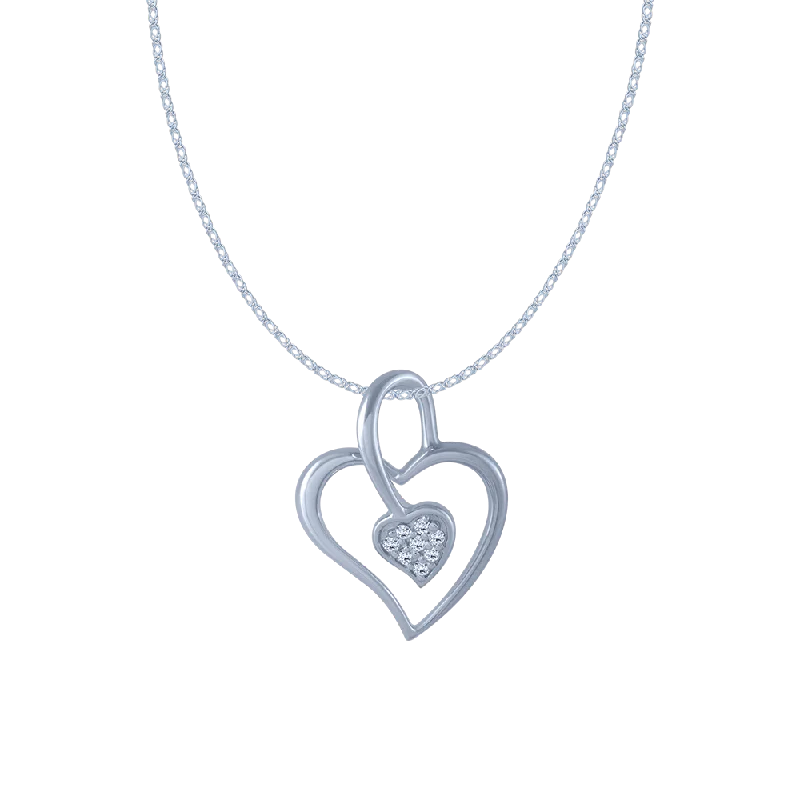 Light-carved necklace-18KT (750) White Gold And Diamond Pendant For Women