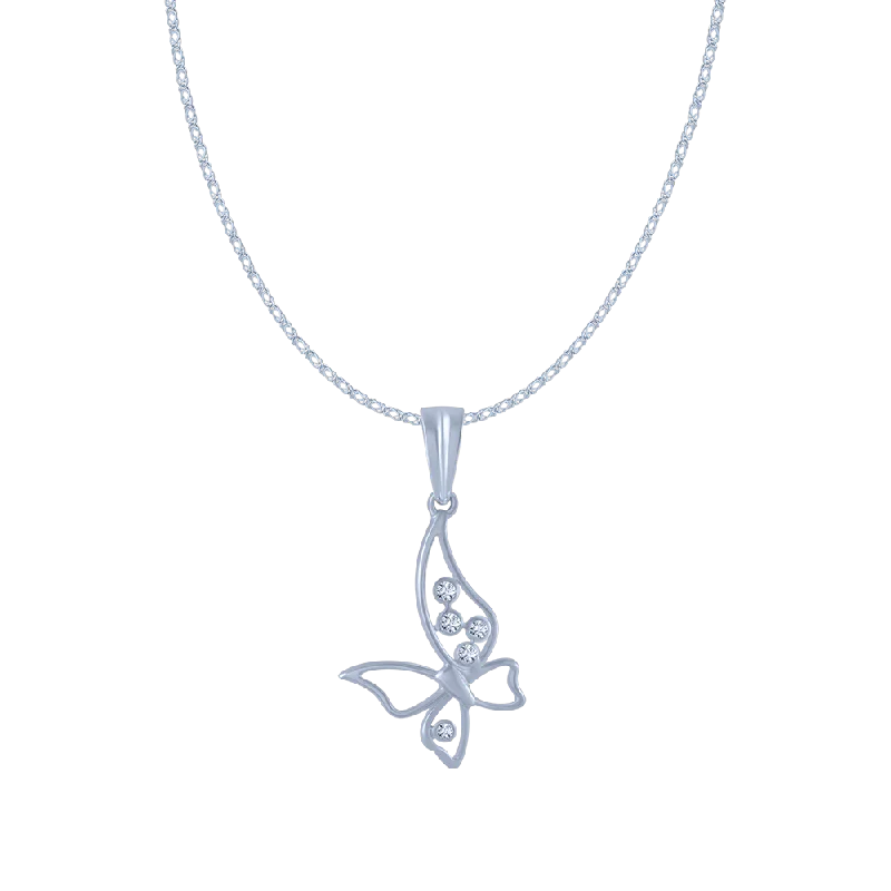 Furrowed pattern necklace-18KT (750) White Gold And Diamond Pendant For Women