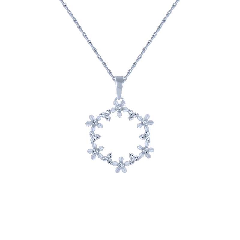 Branch-twist necklace-18KT (750) White Gold And Diamond Pendant For Women