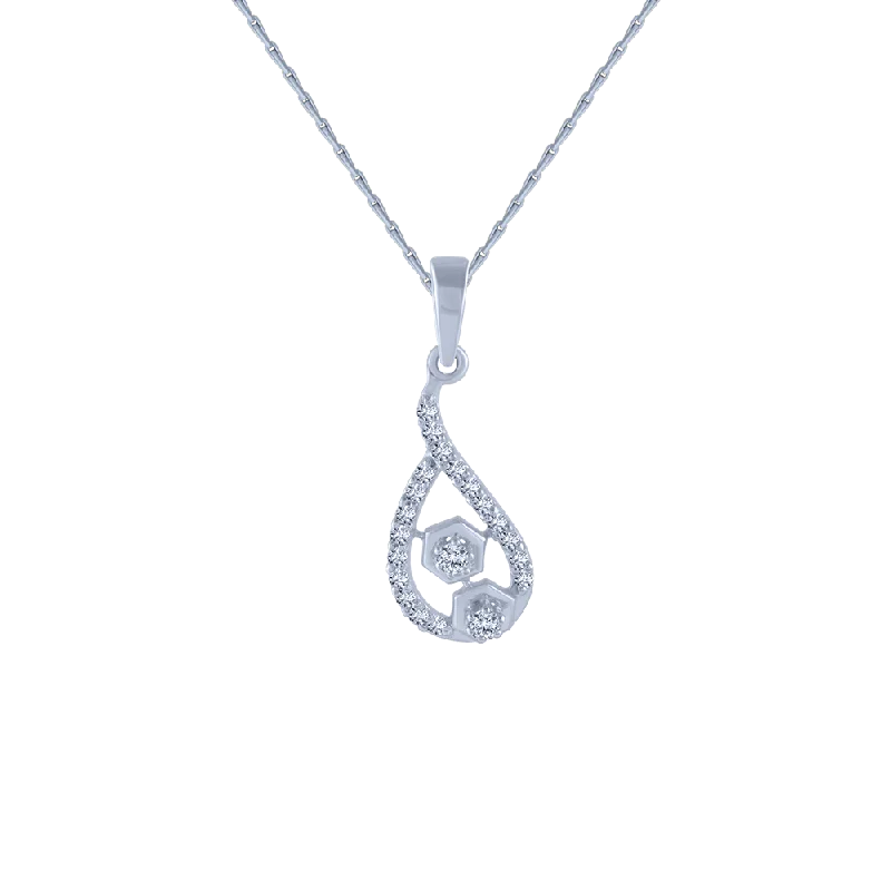 High bar necklace-18KT (750) White Gold And Diamond Pendant For Women