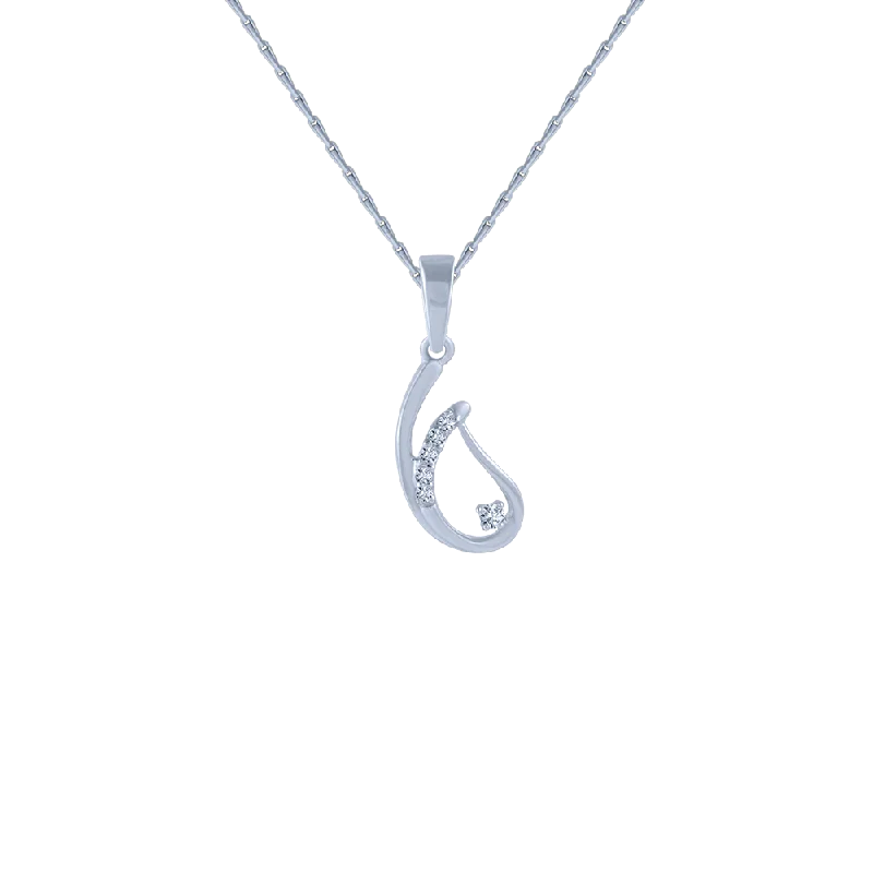 Hexagonal pendant necklace-18KT (750) White Gold And Diamond Pendant For Women