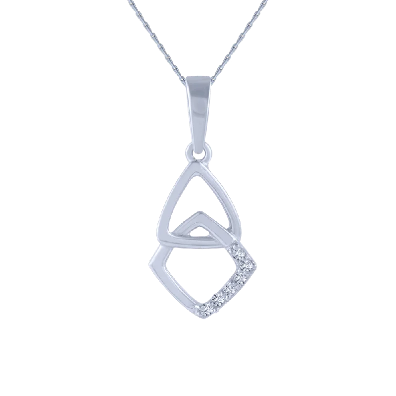 Sleek gem necklace-18KT (750) White Gold And Diamond Pendant For Women