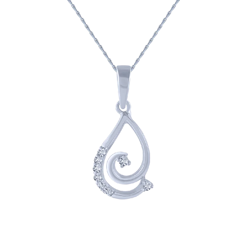 Shiny rhodium necklace-18KT (750) White Gold And Diamond Pendant For Women