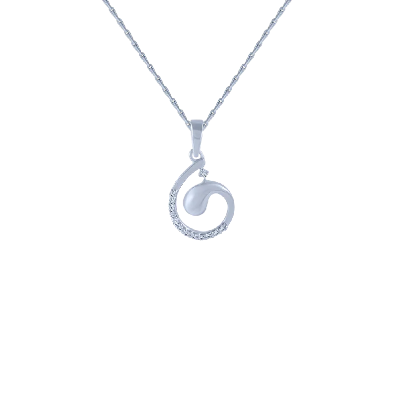 Slim-band necklace-18KT (750) White Gold And Diamond Pendant For Women