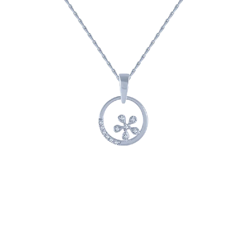 Cast silver necklace-18KT (750) White Gold And Diamond Pendant For Women