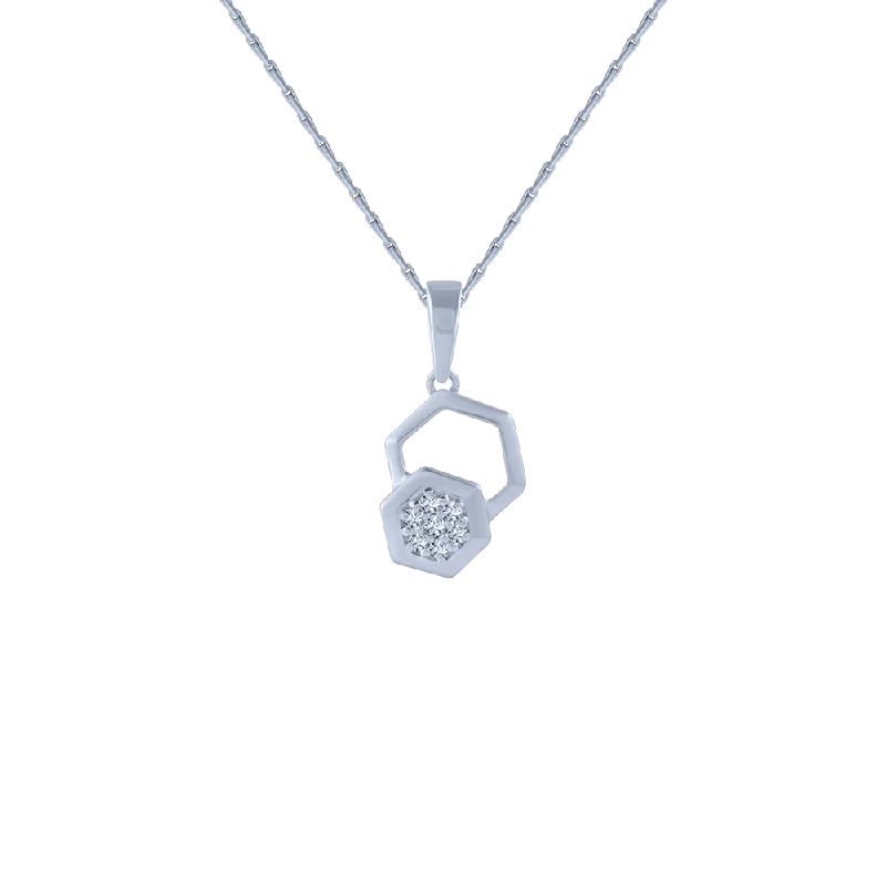 Carved initial necklace-18KT (750) White Gold And Diamond Pendant For Women