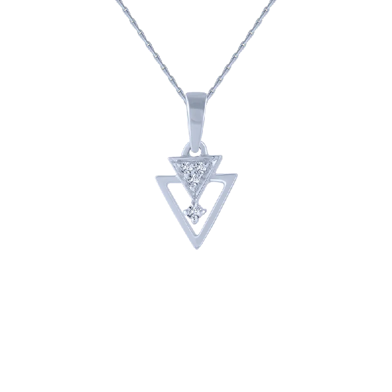 Diverse gem necklace-18KT (750) White Gold And Diamond Pendant For Women