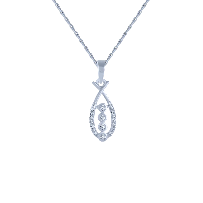 Low-profile cabochon necklace-18KT (750) White Gold And Diamond Pendant For Women