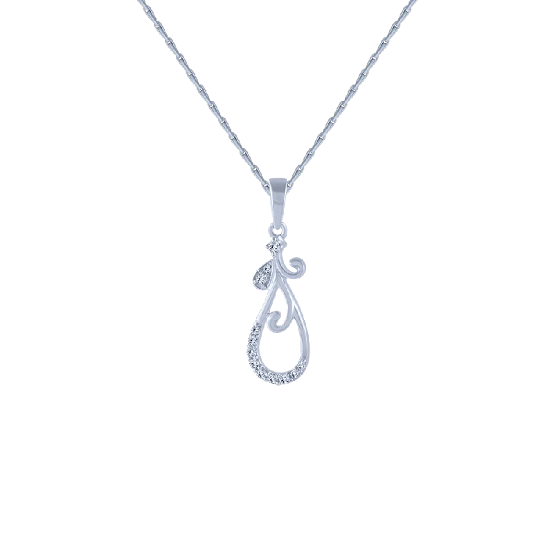 Cast gold necklace-18KT (750) White Gold And Diamond Pendant For Women