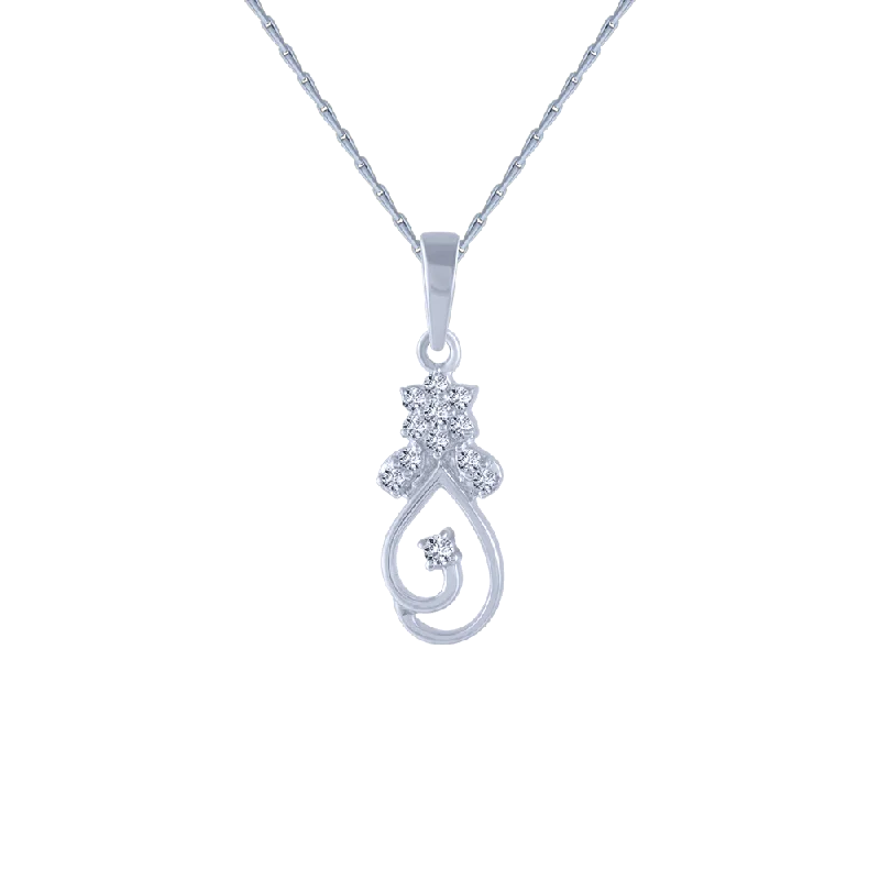 Shiny rhodium necklace-18KT (750) White Gold And Diamond Pendant For Women