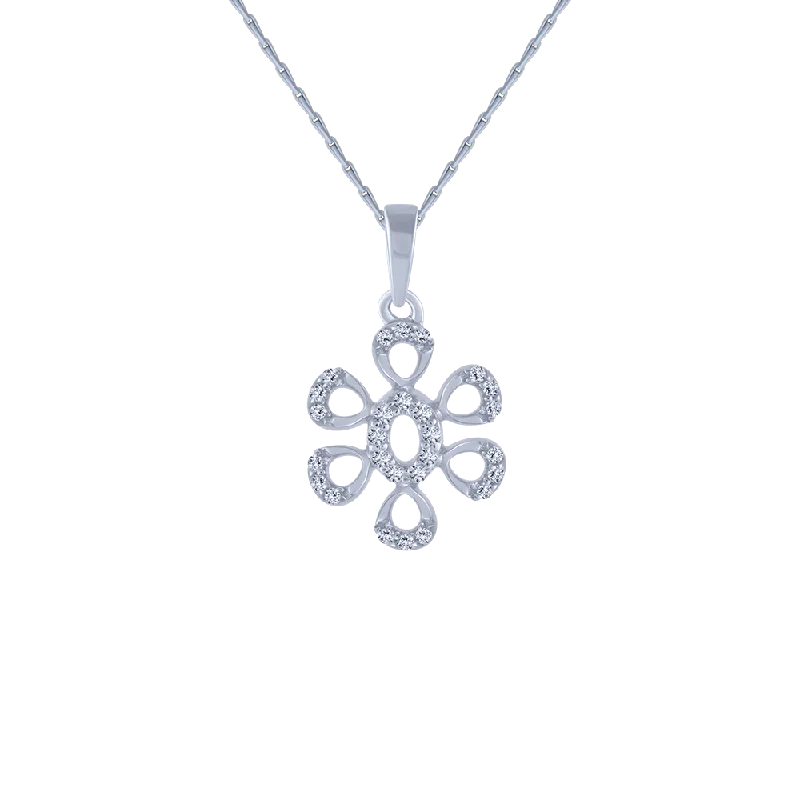 Cast gold necklace-18KT (750) White Gold And Diamond Pendant For Women