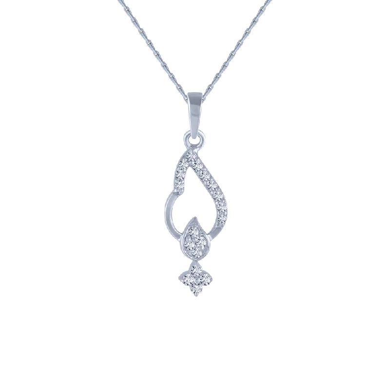 Soft silver necklace-18KT (750) White Gold And Diamond Pendant For Women