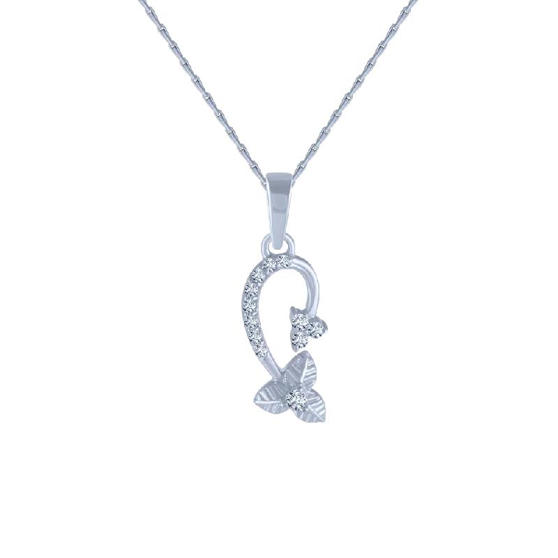 Slim-band necklace-18KT (750) White Gold And Diamond Pendant For Women