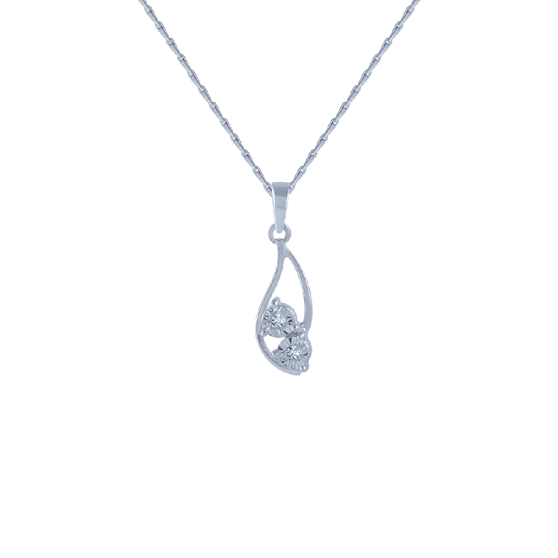 Wispy silver necklace-18KT (750) White Gold And Diamond Pendant For Women