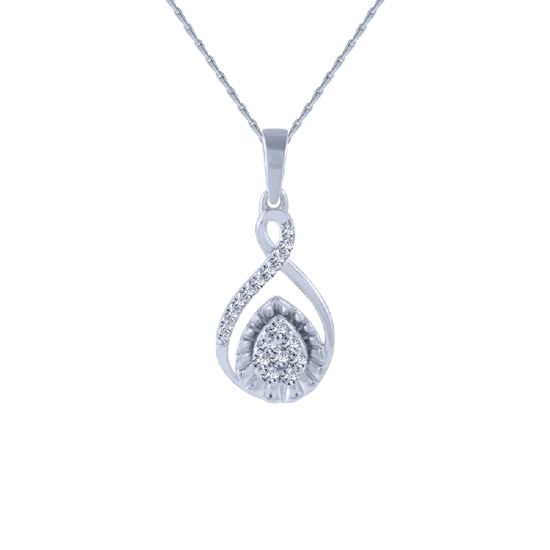 Polished cobalt necklace-18KT (750) White Gold And Diamond Pendant For Women