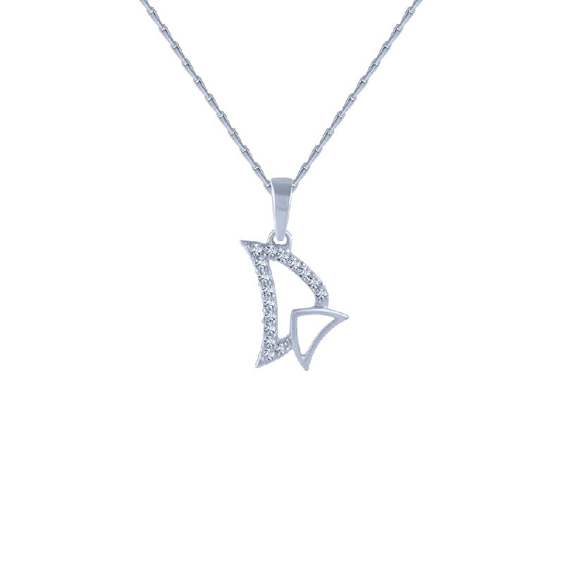 Subtle rim necklace-18KT (750) White Gold And Diamond Pendant For Women