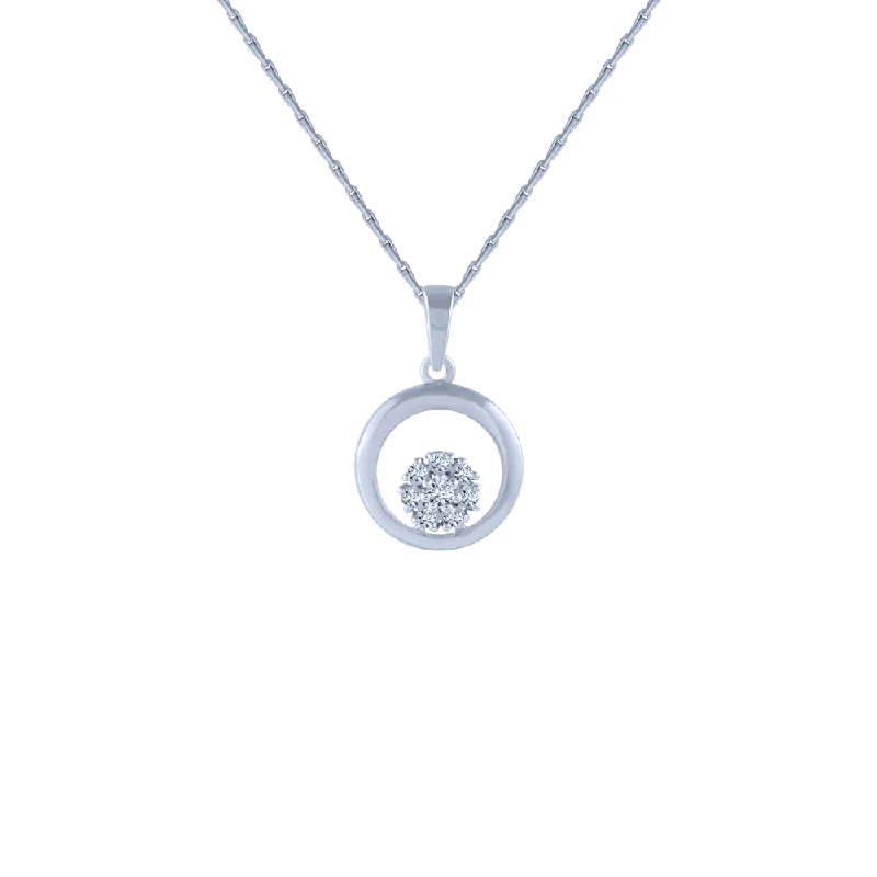 Tide-wave necklace-18KT (750) White Gold And Diamond Pendant For Women