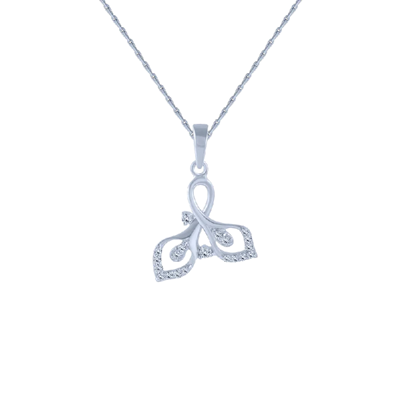 Carved initial necklace-18KT (750) White Gold And Diamond Pendant For Women