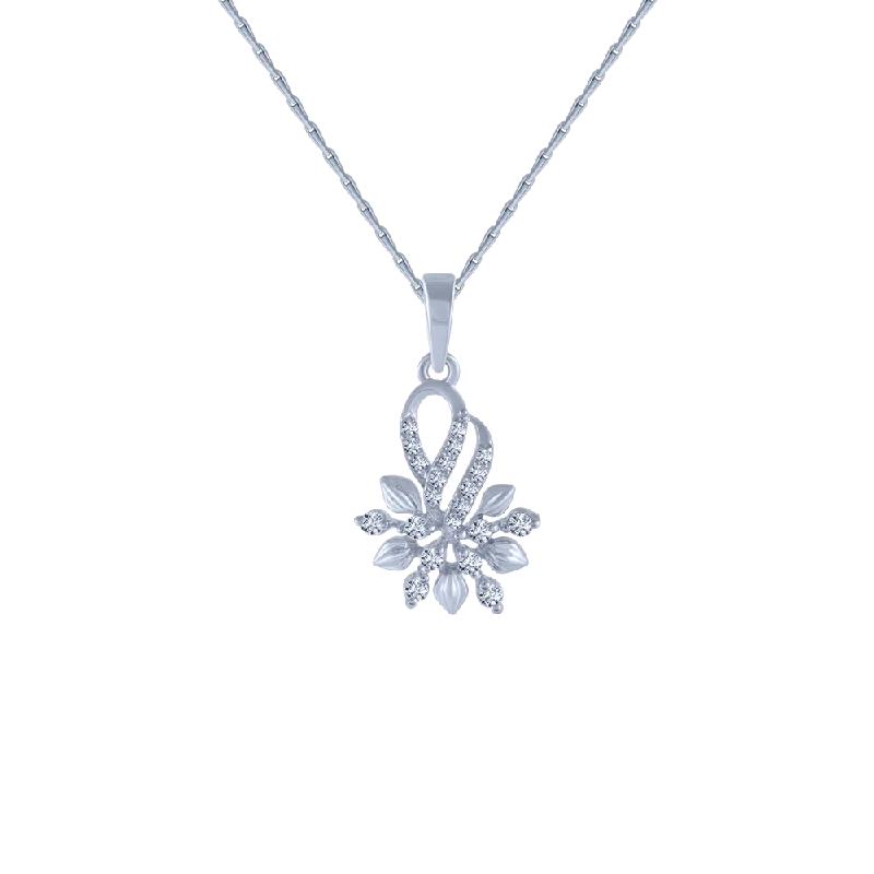 Held stone necklace-18KT (750) White Gold And Diamond Pendant For Women