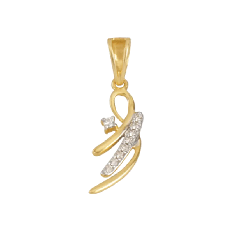 Cast gold necklace-18KT (750) Yellow Gold And Diamond Pendant For Women