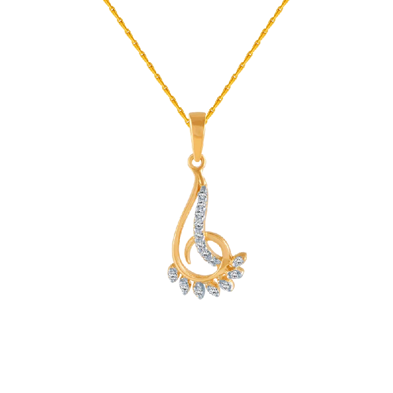 Satin cobalt necklace-18KT (750) Yellow Gold And Diamond Pendant For Women