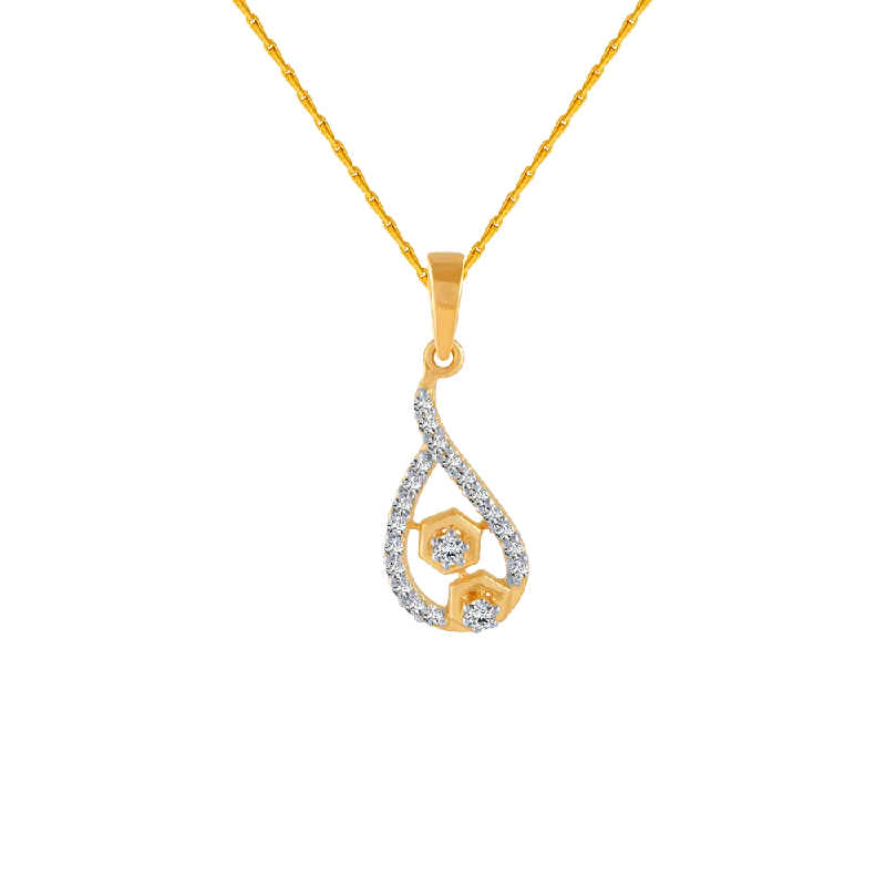 Woven thread necklace-18KT (750) Yellow Gold And Diamond Pendant For Women