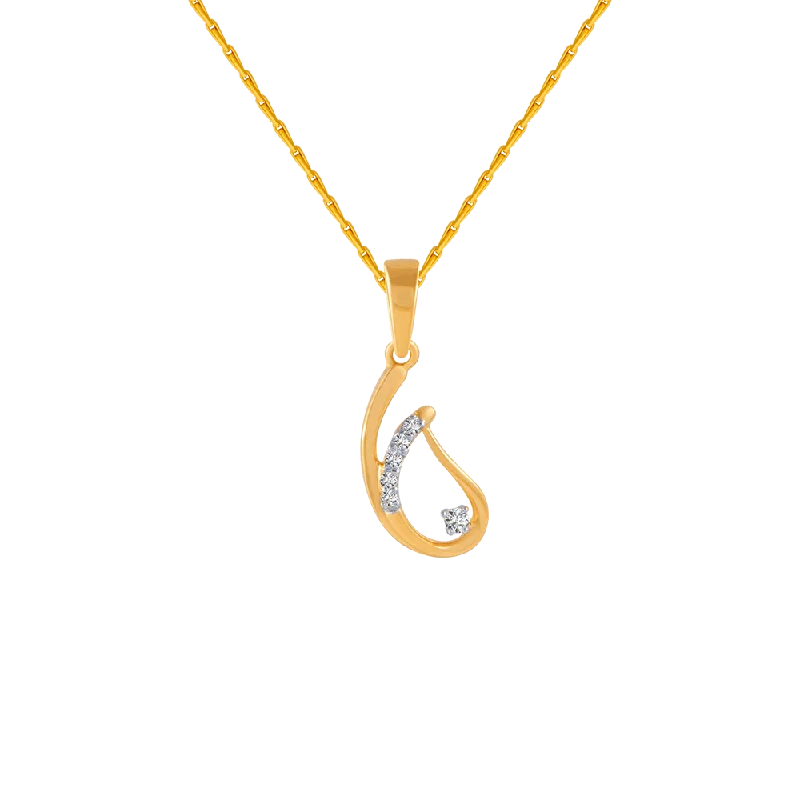 Streamlined design necklace-18KT (750) Yellow Gold And Diamond Pendant For Women