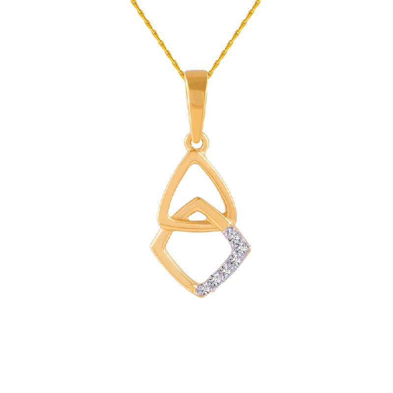 Textured stone necklace-18KT (750) Yellow Gold And Diamond Pendant For Women