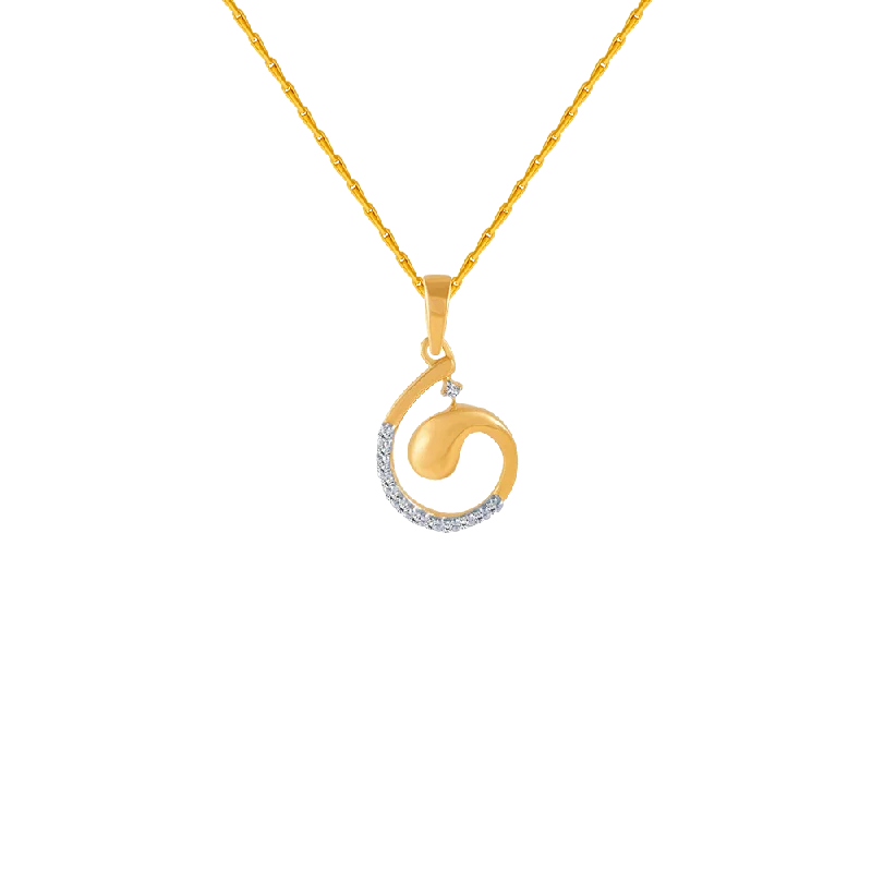 Domed bar necklace-18KT (750) Yellow Gold And Diamond Pendant For Women