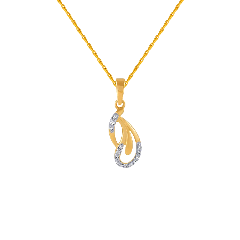 Worn rim necklace-18KT (750) Yellow Gold And Diamond Pendant For Women