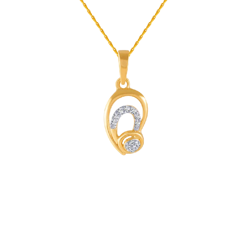 Laced necklace-18KT (750) Yellow Gold And Diamond Pendant For Women