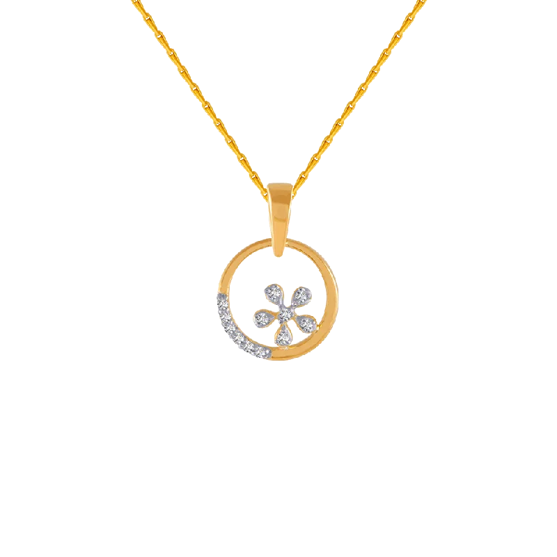 Rain gem necklace-18KT (750) Yellow Gold And Diamond Pendant For Women