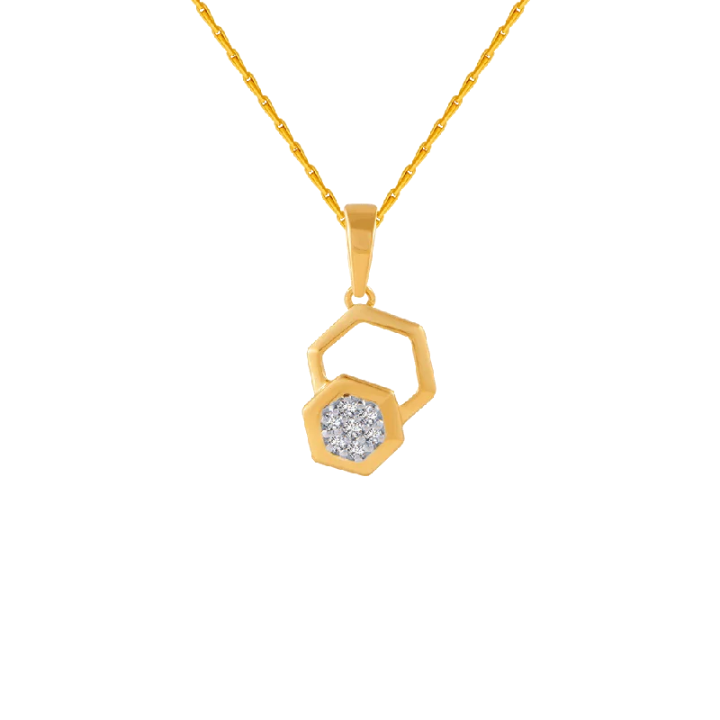 Wispy silver necklace-18KT (750) Yellow Gold And Diamond Pendant For Women