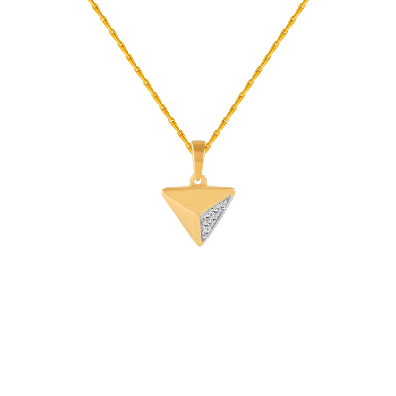 Cultural grooved necklace-18KT (750) Yellow Gold And Diamond Pendant For Women