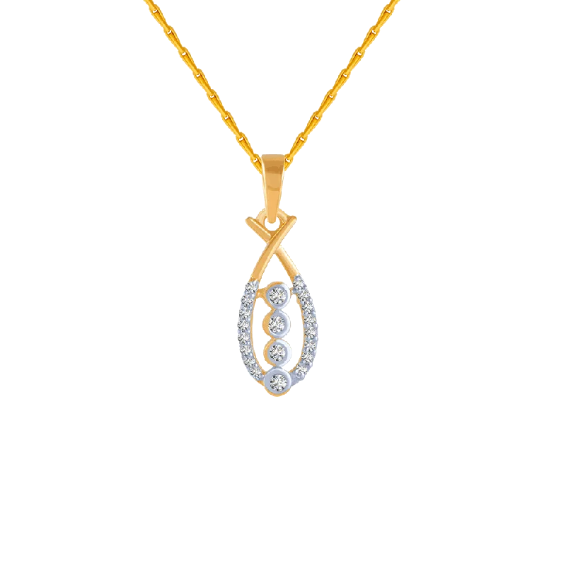 Welded gold necklace-18KT (750) Yellow Gold And Diamond Pendant For Women