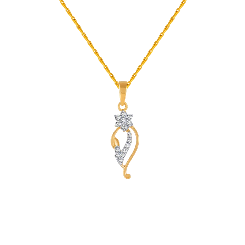 Woven thread necklace-18KT (750) Yellow Gold And Diamond Pendant For Women