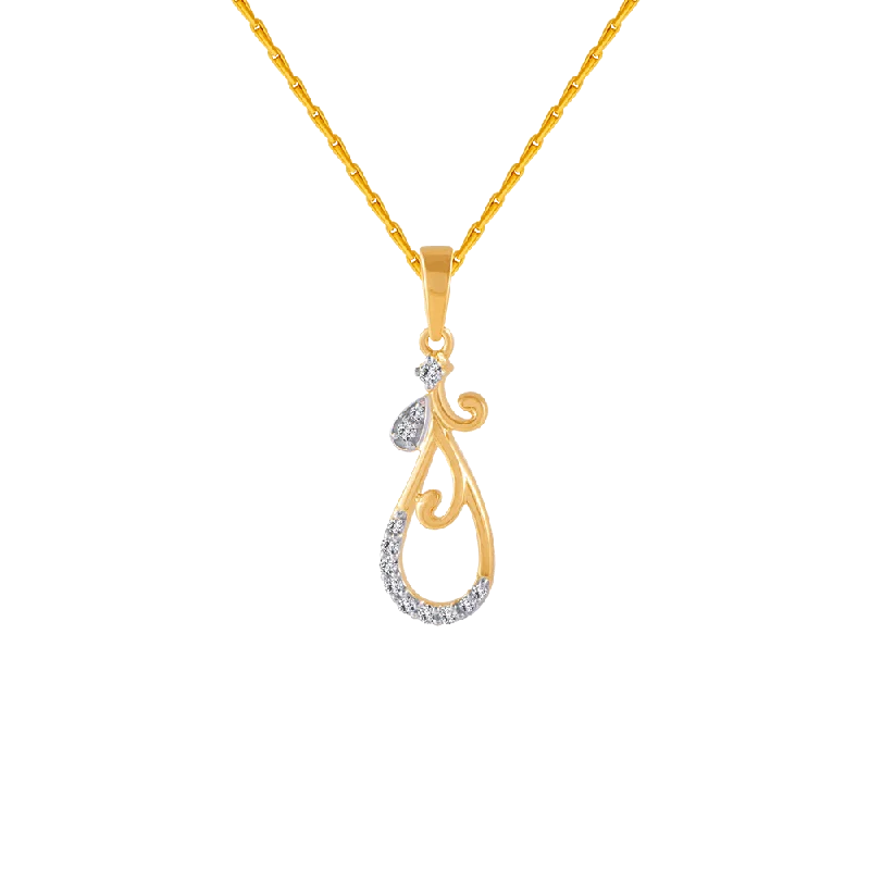 Textured stone necklace-18KT (750) Yellow Gold And Diamond Pendant For Women