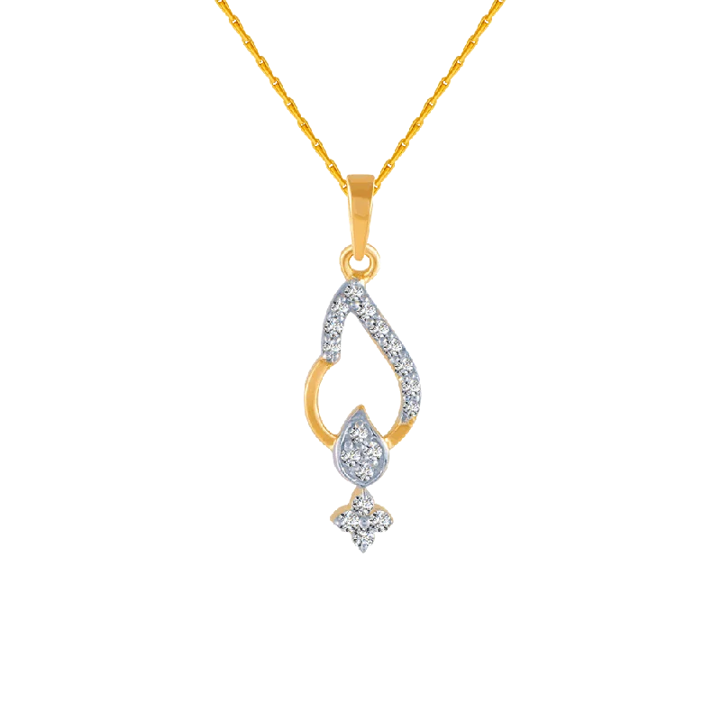 Light-carved necklace-18KT (750) Yellow Gold And Diamond Pendant For Women