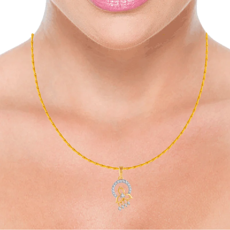 Cool aquamarine necklace-18KT (750) Yellow Gold And Diamond Pendant For Women