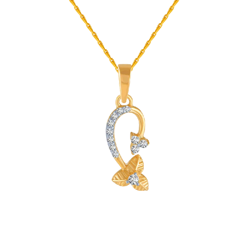 Sharp gem necklace-18KT (750) Yellow Gold And Diamond Pendant For Women