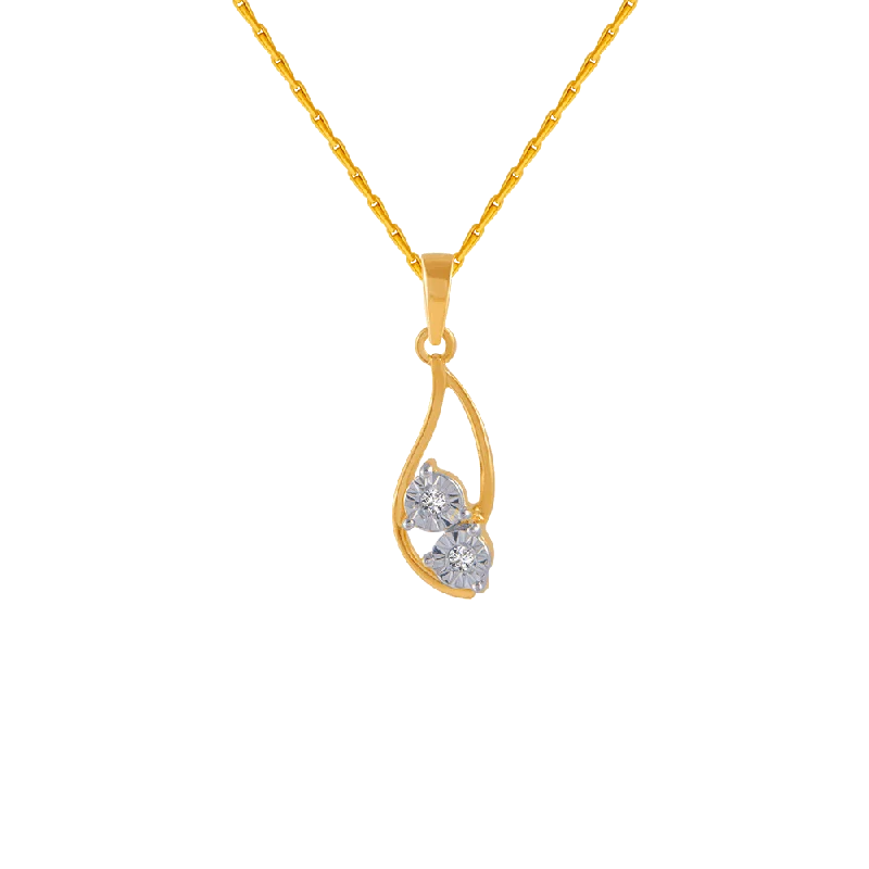 Diverse gem necklace-18KT (750) Yellow Gold And Diamond Pendant For Women