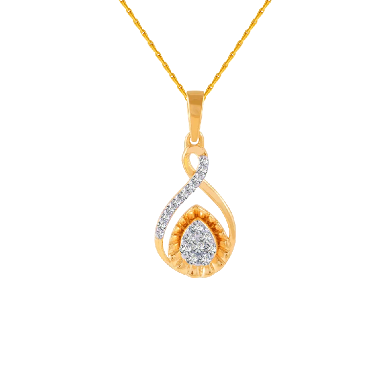 Cast gold necklace-18KT (750) Yellow Gold And Diamond Pendant For Women