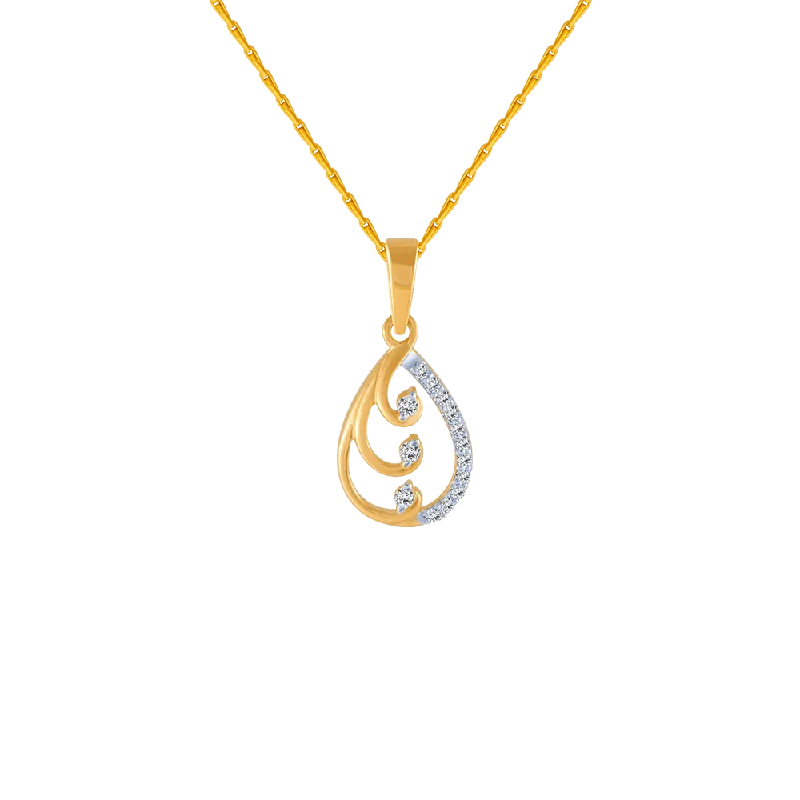 Pure gem necklace-18KT (750) Yellow Gold And Diamond Pendant For Women