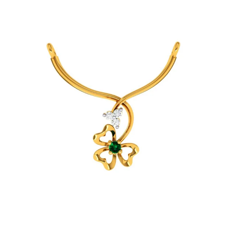 Rain gem necklace-18KT (750) Yellow Gold And Diamond Pendant For Women