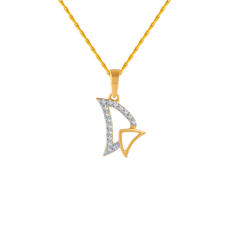 Soft silver necklace-18KT (750) Yellow Gold And Diamond Pendant For Women