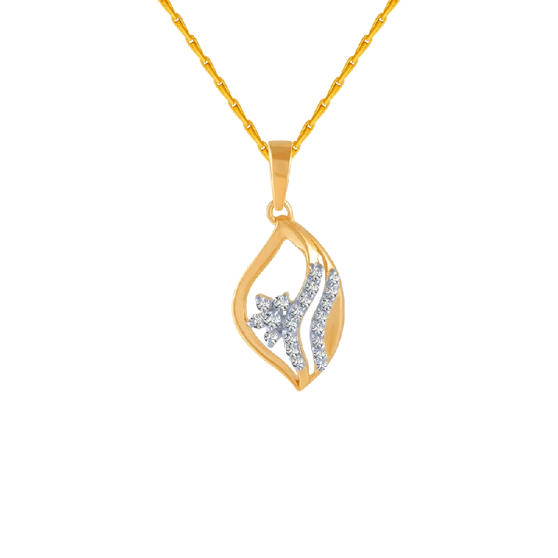 Angled stone necklace-18KT (750) Yellow Gold And Diamond Pendant For Women