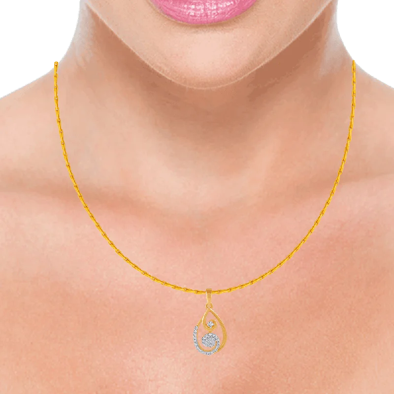 Drifting stone necklace-18KT (750) Yellow Gold And Diamond Pendant For Women