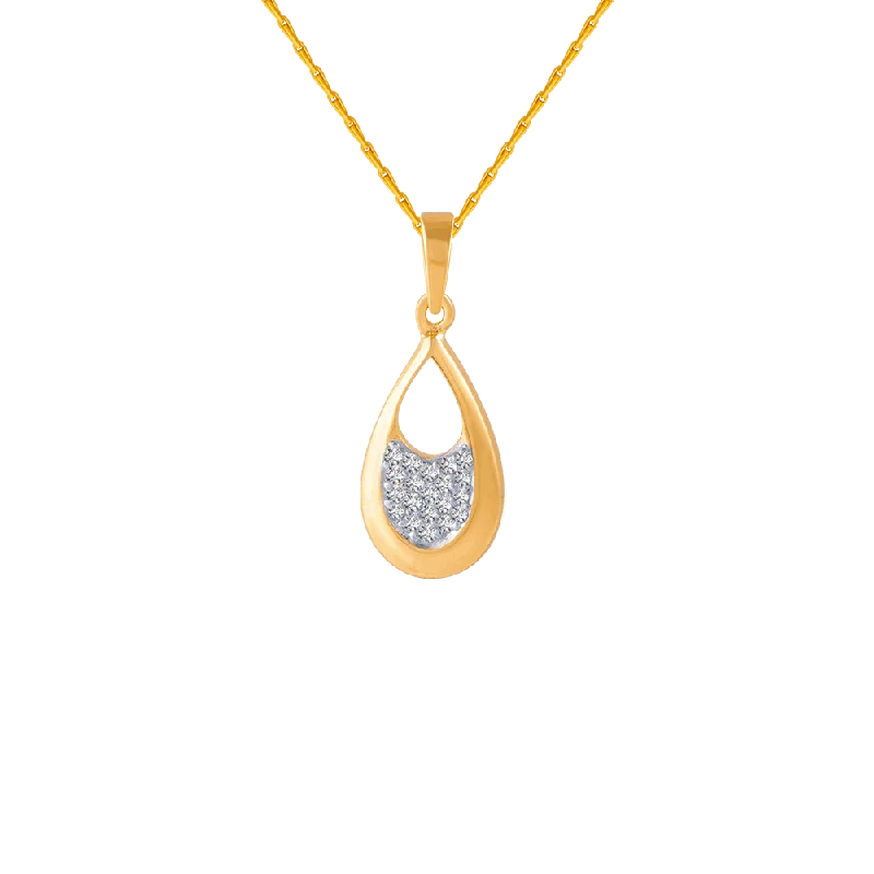 Vivid stone necklace-18KT (750) Yellow Gold And Diamond Pendant For Women