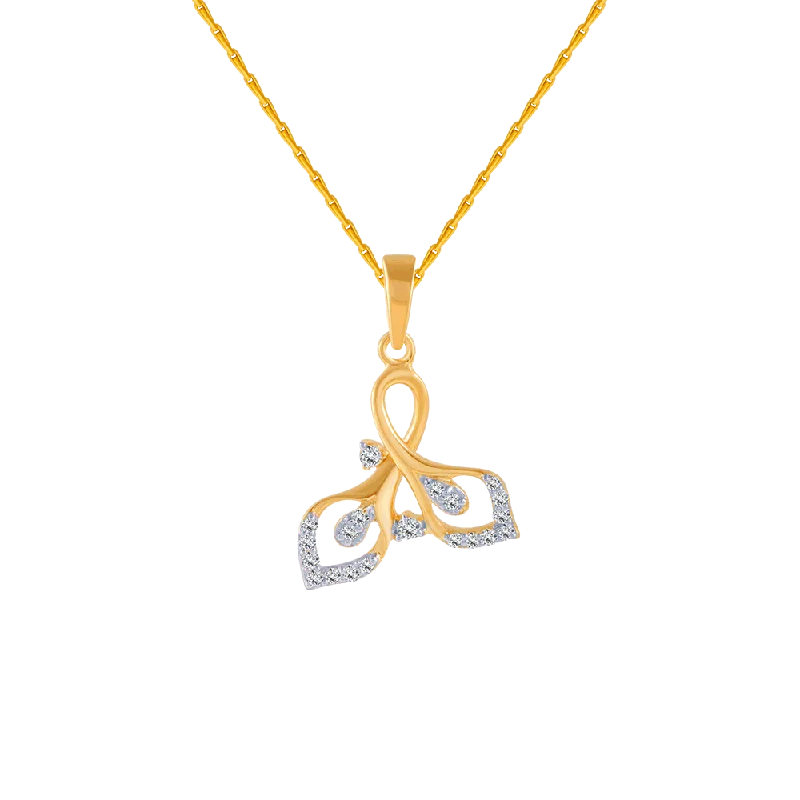 Gentle flow necklace-18KT (750) Yellow Gold And Diamond Pendant For Women