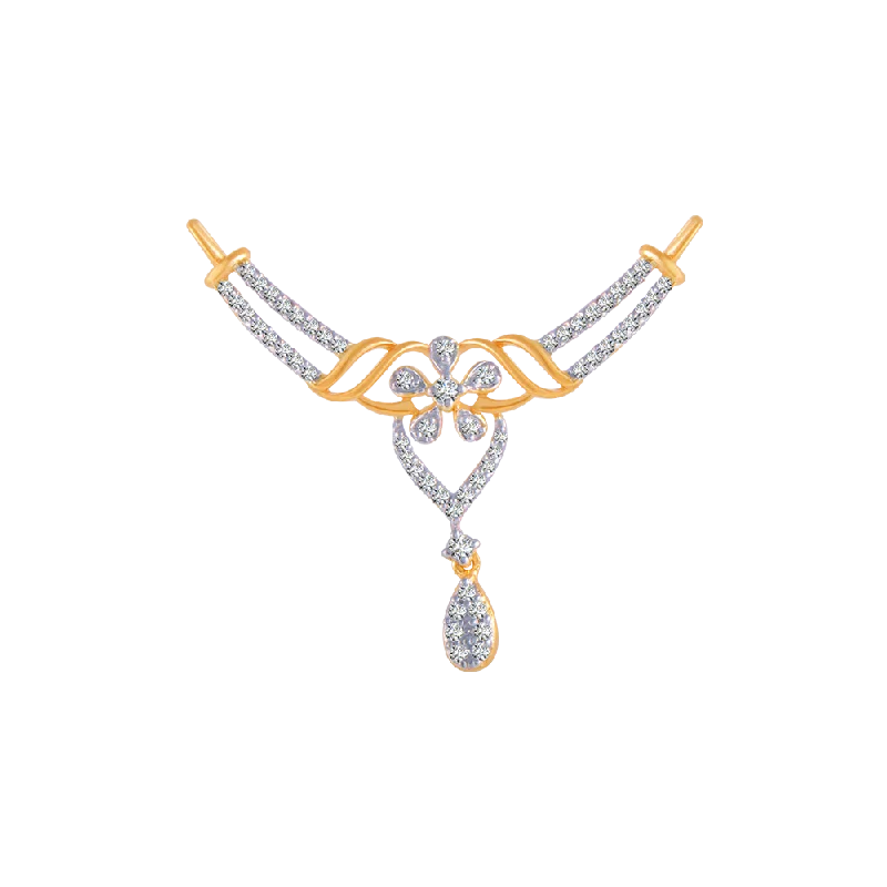 Fluted edge necklace-18KT (750) Yellow Gold And Diamond Pendant For Women